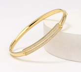 Diamonique Italia Goldclad  Sterling Silver Polished Pave Bar Bangle, Avg